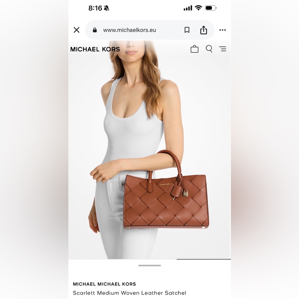 MICHAEL Michael Kors Brown Woven Leather Satchel